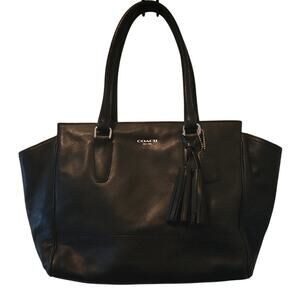 Coach Legacy Candace Carryall Black Leather Shoulder Bag Tassels 19890